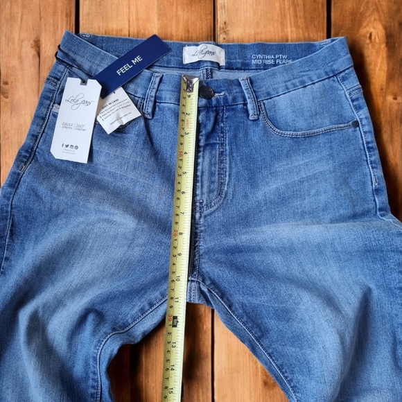 🆕️ Lola Jeans Cynthia Mid Rise Flare 4 Way Stretch Patchwork Denim Jeans - Picture 14 of 15
